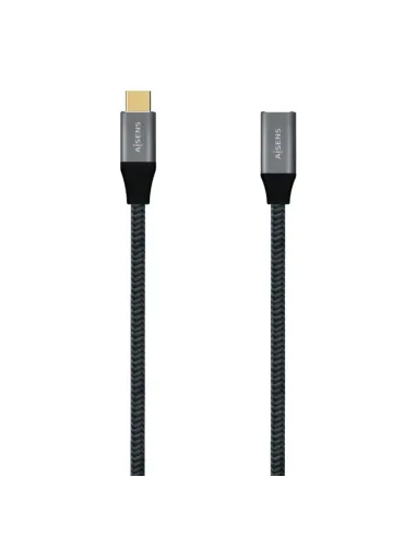 AISENS Cable USB 3.2 Gen2X2 Aluminio 20Gbps 5A 100W, Tipo USB-C/M-USB-C/H, Gris, 1.0M