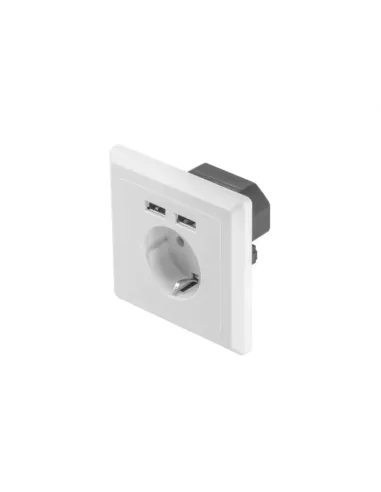 ROSETA PARED LANBERG 230V SCHUKO 16A 2X USB 2.1 A BLANCO