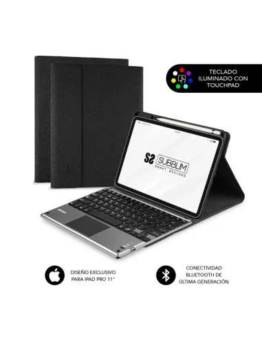 SUBBLIM Funda con Teclado Retroiluminado KEYTAB Pro BL BT Touchpad Ipad Pro 11 2020 Black