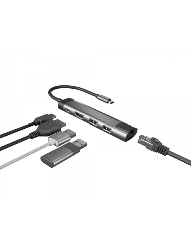 ADAPTADOR 5 IN 1 USB-C  NATEC FOWLER GO 2X USB 3.0 HUB, HDMI 4K, USB-C PD