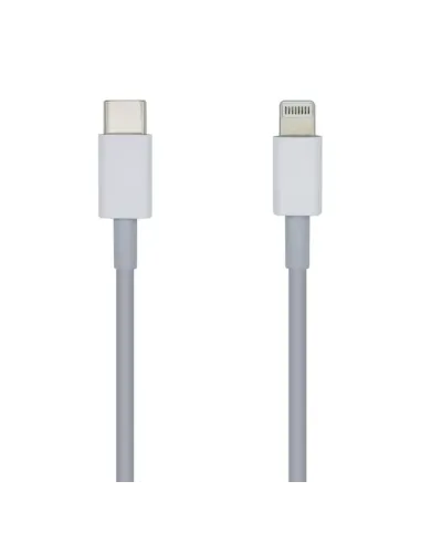 AISENS Cable USB 2.0 USB-С A Lightning PD 2A, Lightning/M-USB-С/M, Blanco, 1.0m