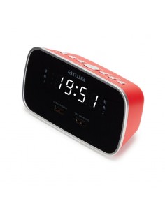 Radio reloj despertador aiwa cru - 19 1.5w rms 2 x usb rojo