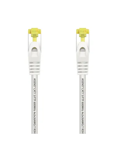 AISENS Cable De Red Latiguillo RJ45 LSZH Cat.7 600 MHz S/FTP PIMF AWG26, Blanco, 2.0 m