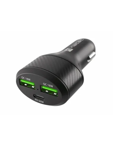 CARGADOR COCHE NATEC CONEY 2XUSB, 1XUSB-C QC3.0, PD 3.0 48W NEGRO