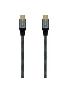 AISENS Cable USB 3.2 Gen2X2 Aluminio 20Gbps 5A 100W E-Mark, Tipo USB-C/M-USB-C/M, Gris, 2.0M