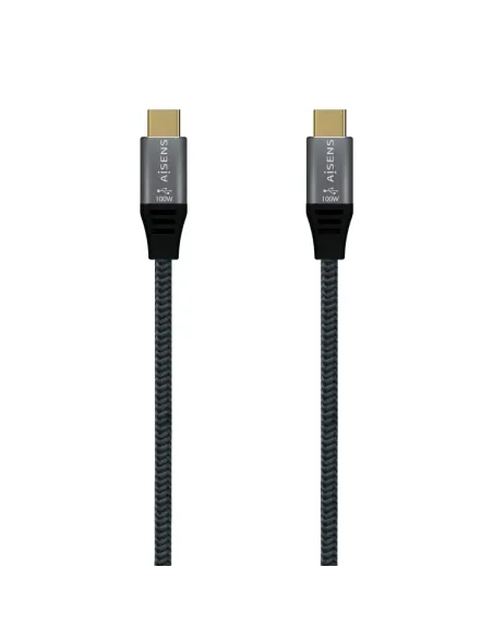 AISENS Cable USB 3.2 Gen2X2 Aluminio 20Gbps 5A 100W E-Mark, Tipo USB-C/M-USB-C/M, Gris, 2.0M