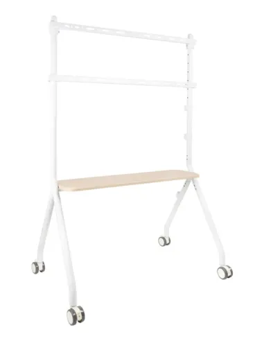 TooQ iLOVE Soporte de Suelo con Ruedas para Pantalla 49"-80", Blanco y Haya