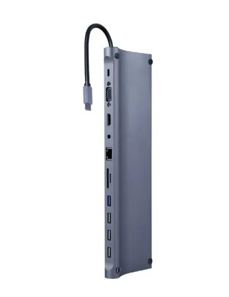 ADAPTADOR MULTIPUERTO USB TIPO C 11 EN 1 DE 3 5 MM GRIS ESPACIAL