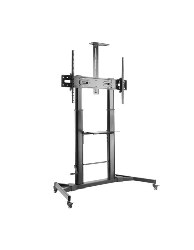 AISENS Soporte de Suelo ECO con Ruedas y Manivela, Bandeja para DVD y Soporte de Cámara para Monitor/TV 100Kg de 60-100, Negro