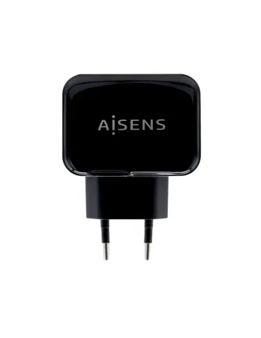 AISENS Cargador USB 17W 5V/3.4A, 2xUSB Con Control AI, Negro