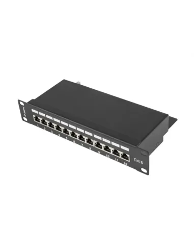 PATCH PANEL LANBERG 12 PUERTOS 1U 10" CAT.6 BLINDADO NEGRO