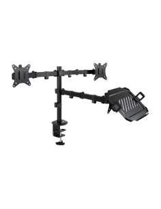 TooQ Soporte de Mesa para 2 Pantallas 17"-32" y Portátil, Negro