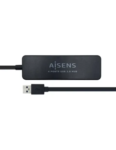 AISENS Hub USB 3.0, Tipo A/M - 4 x Tipo A/H, Negro, 30 cm