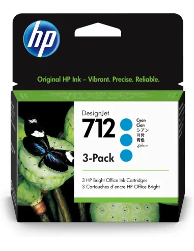 HP Paquete de 3 cartuchos de Tinta HP DesignJet 712 cian de 29 ml