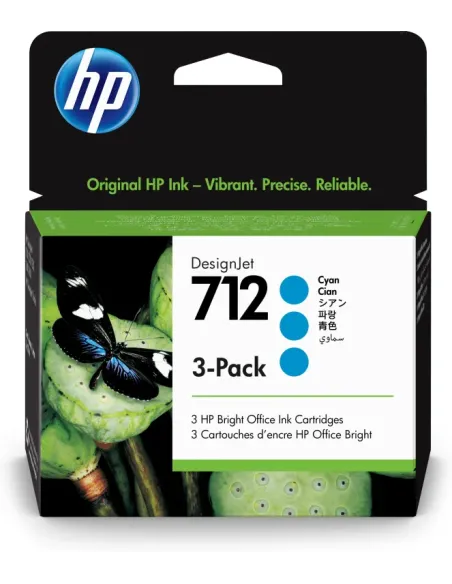 HP Paquete de 3 cartuchos de Tinta HP DesignJet 712 cian de 29 ml