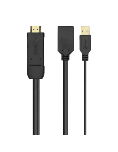 AISENS Conversor Activo HDMI 2.0 + USB Alim. a DISPLAYPORT V1.2, HDMI/M-USB/M-DP/H, Negro, 10CM