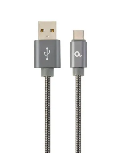 CABLE DE CARGA Y DATOS GEMBIRD USB TIPO C DE METAL EN ESPIRAL PREMIUM, 1 M, GRIS