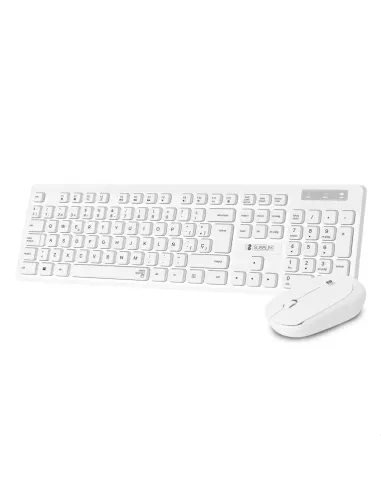 SUBBLIM Teclado Ergonómico y ratón Combo Business Slim Silencioso Inalámbrico 2.4G Blanco