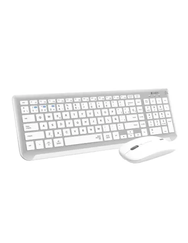 SUBBLIM Teclado con Ratón Bluetooth + 2.4G Combo Dual Prestige Extendido Plata/Blanco