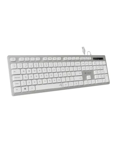 SUBBLIM Teclado Ergonómico con cable USB Plano Silencioso Plateado/Blanco Ergo