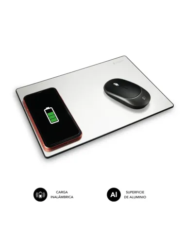 CARGADOR SUBBLIM MOUSEPAD WIRELESS CHARGER ALUMINUM SILVER 10W