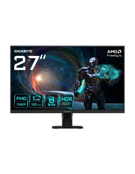 GIGABYTE GS27FA Monitor para juegos de 27” FHD - 1920 x 1080 (FHD), 180Hz, 1ms, 300 cd/m², FreeSync, HDR Ready, HDMI 2.0