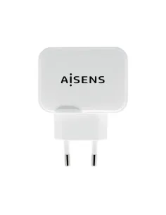 AISENS Cargador USB 17W 5V/3.4A, 2xUSB Con Control AI, Blanco