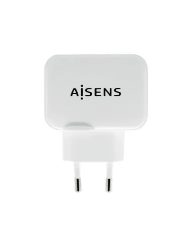 AISENS Cargador USB 17W 5V/3.4A, 2xUSB Con Control AI, Blanco