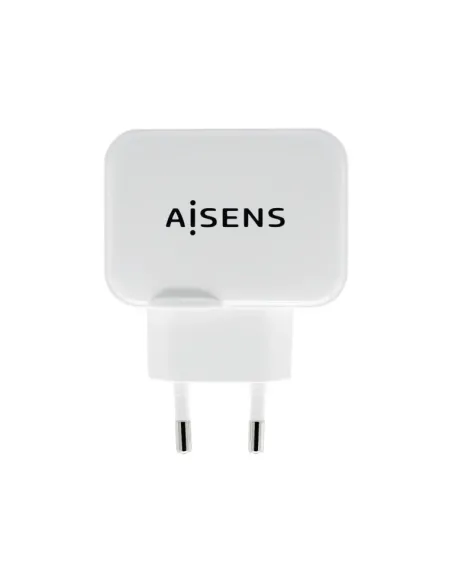 AISENS Cargador USB 17W 5V/3.4A, 2xUSB Con Control AI, Blanco