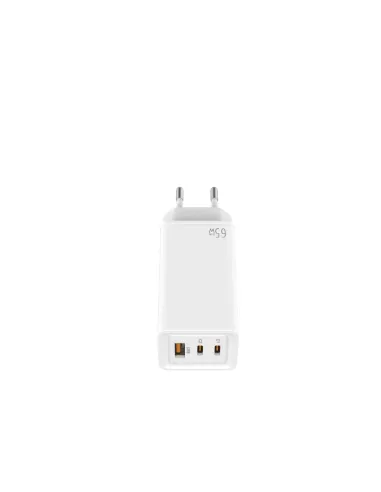 LEOTEC CARGADOR 65W GaN CARGA RAPIDA 2 USB TIPO-C PD 1 USB-A BLANCO