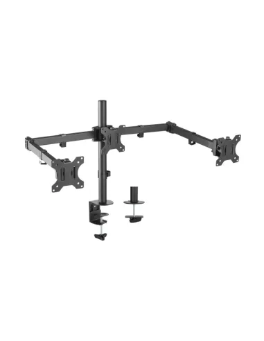 AISENS Soporte De Mesa Eco Giratorio E Inclinable Para 3 Monitores 7kg (3 Pivotes, 2 Brazos) De 13-27, Negro