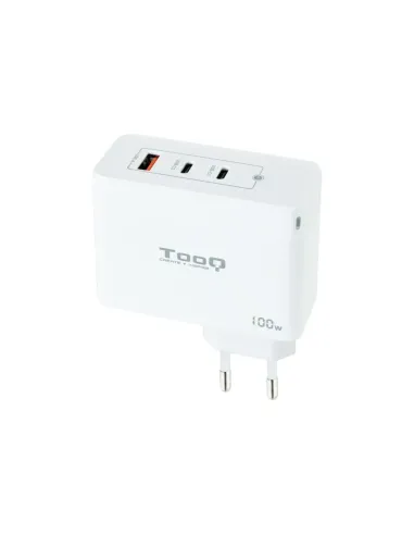 TooQ Cargador de Pared GaN 2xUSB-C/PD + USB-A/QC 100W, Blanco