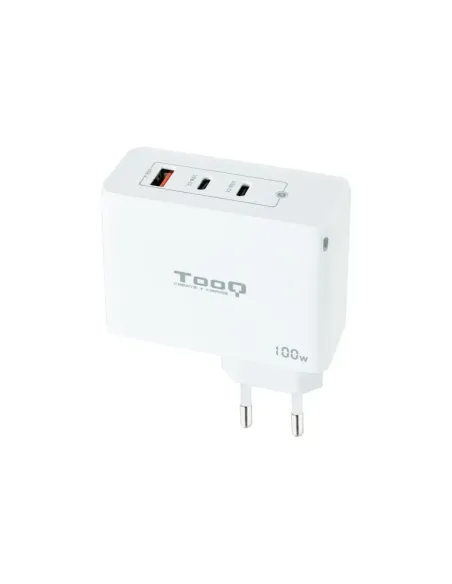 TooQ Cargador de Pared GaN 2xUSB-C/PD + USB-A/QC 100W, Blanco