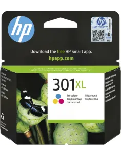 HP Cartucho de tinta original HP 301XL de alta capacidad Tri-color