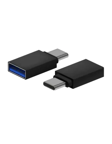 AISENS Mini Adaptador Aluminio USB 3.2 Gen1 3A, Tipo USB-C/M-A/H, Negro