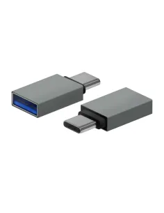 AISENS Mini Adaptador Aluminio USB 3.2 Gen1 3A, Tipo USB-C/M-A/H, Gris