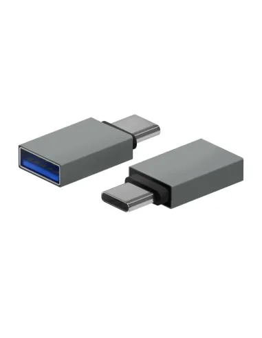 AISENS Mini Adaptador Aluminio USB 3.2 Gen1 3A, Tipo USB-C/M-A/H, Gris