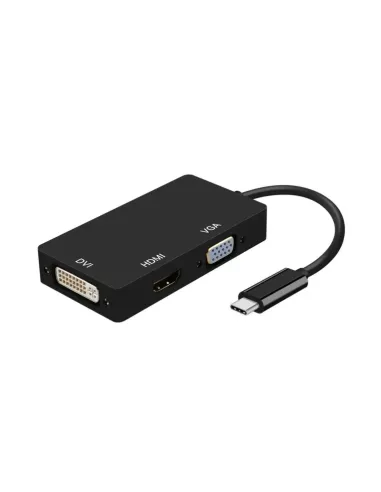 AISENS Conversor USB-C A DVI/HDMI/VGA, USB-C/M-DVI/H-HDMI/H-VGA/H, Negro, 15cm