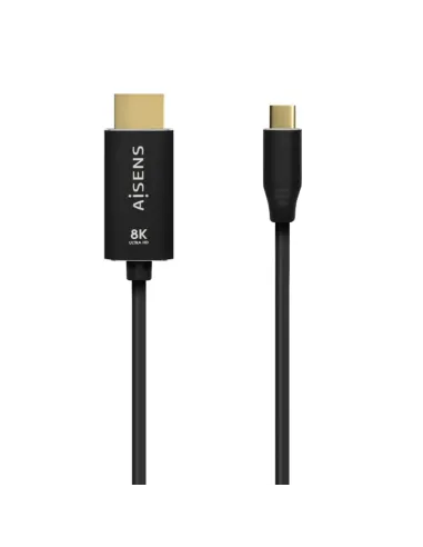 AISENS Cable Conversor Aluminio USB-C A HDMI 2.1 8k@60Hz, USB-C/M-HDMI/M, Negro, 1.0m