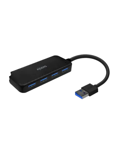 AISENS Hub USB 3.0, Tipo A/M-4x Tipo A/H, Negro, 15cm