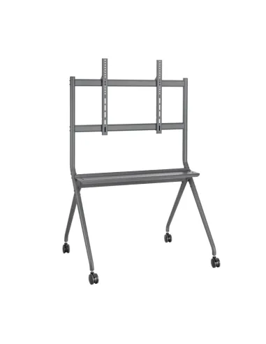 AISENS Soporte De Suelo Pro Con Rueda, 1 Bandeja Para Pantalla Interactiva/TV 120kg De 50-86, Negro