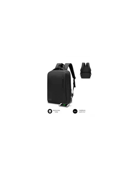 SUBBLIM City Backpack Mochila para portátil 15.6", Poliéster Oxford, Negra