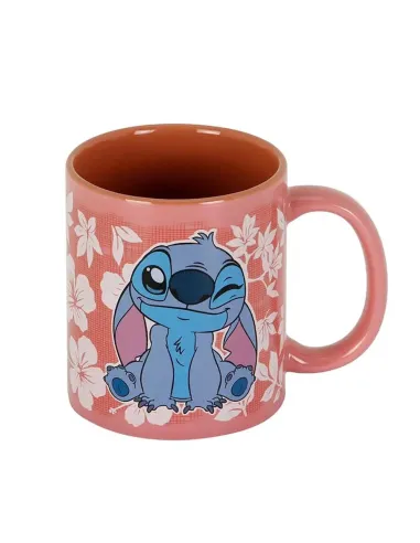 Taza karactermania disney stitch flores rosas