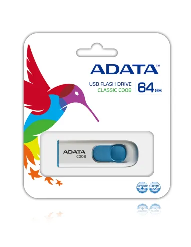 ADATA 64GB C008 unidad flash USB USB tipo A 2.0 Azul, Blanco