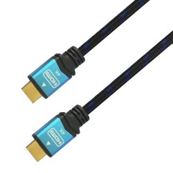 AISENS Сable, HDMI, 2.0, Premium alta velocidad   HEC, 4k@60 Hz, 18 Gbps, A M-A M, Negro Azul, 2.0 m