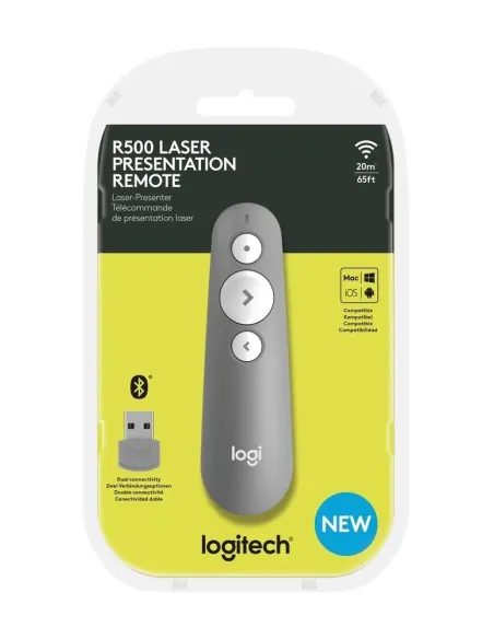 Logitech R500 apuntador inalámbricos Bluetooth RF Gris