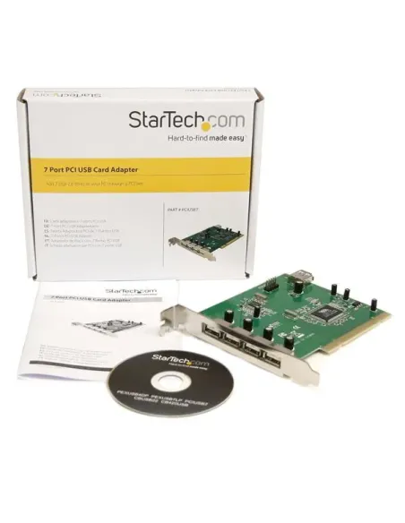 StarTech.com Adaptador Tarjeta PCI USB 2.0 de Alta Velocidad 7 Puertos - 4 Externos y 3 Internos