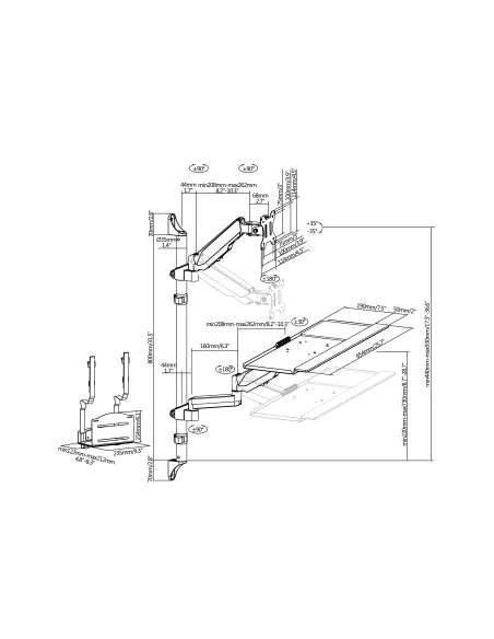 Equip 650170 soporte y montura para estación de trabajo PC todo en uno 8 kg Negro 43,2 cm (17") 81,3 cm (32")