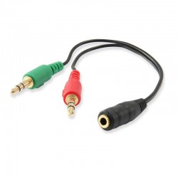 Ewent EC1642 cable de audio 0,15 m 3,5mm 2 x 3.5mm Color Negro, Verde, Rojo