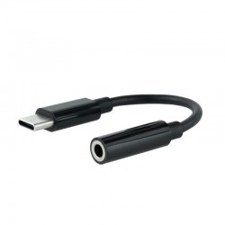Nanocable Cable Adaptador Audio USB-C/M a Jack 3.5/H, 11 cm, Negro